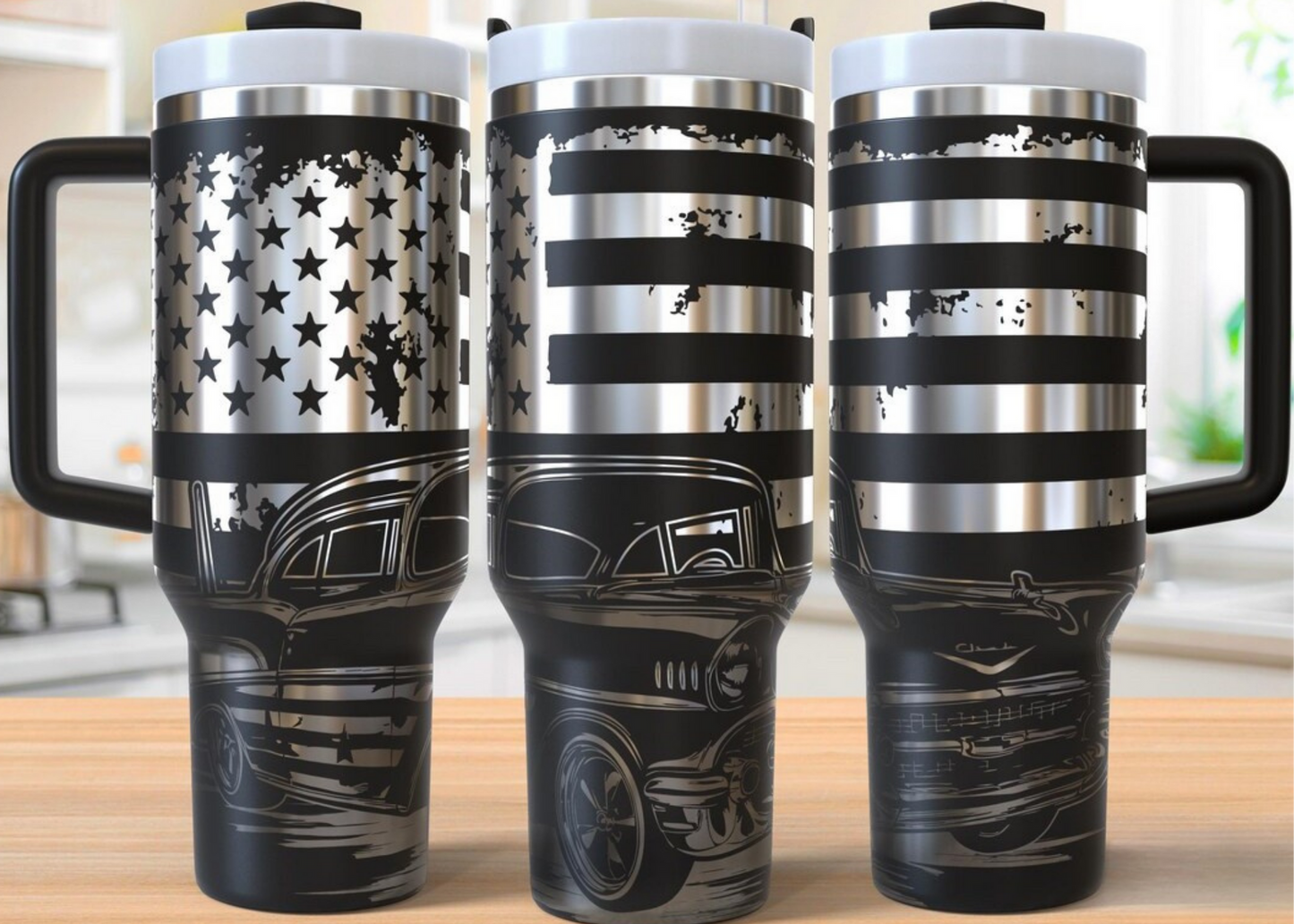 40 oz Laser Engraved Tumbler (Old Style Car)