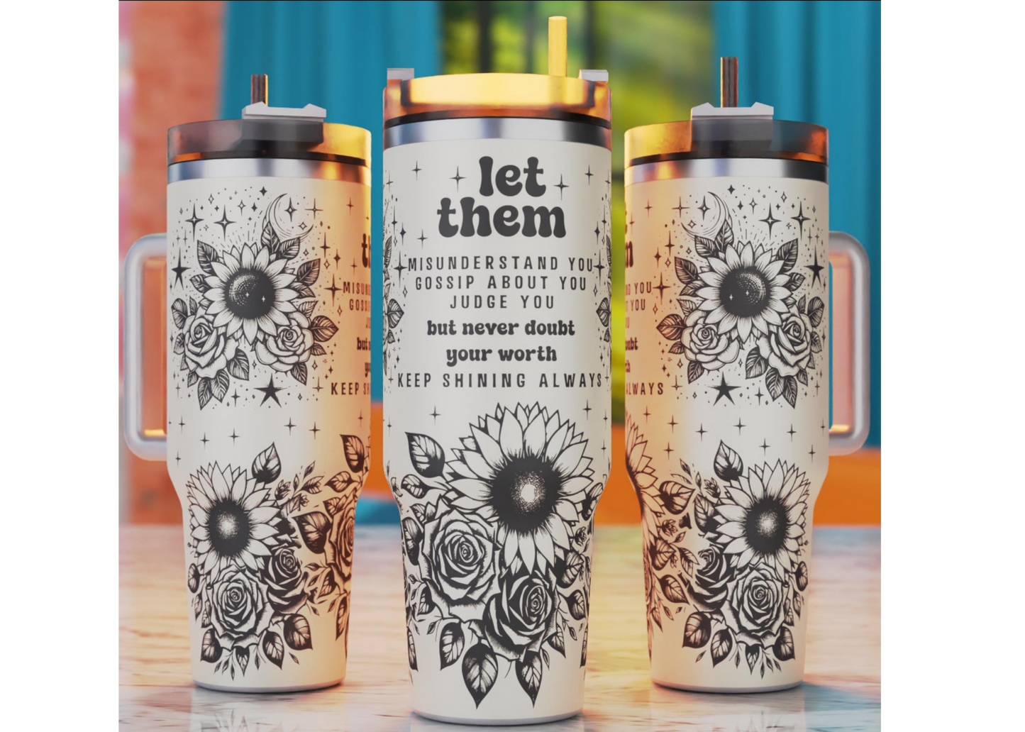 40 oz Laser Engraved Tumbler (Let Them)