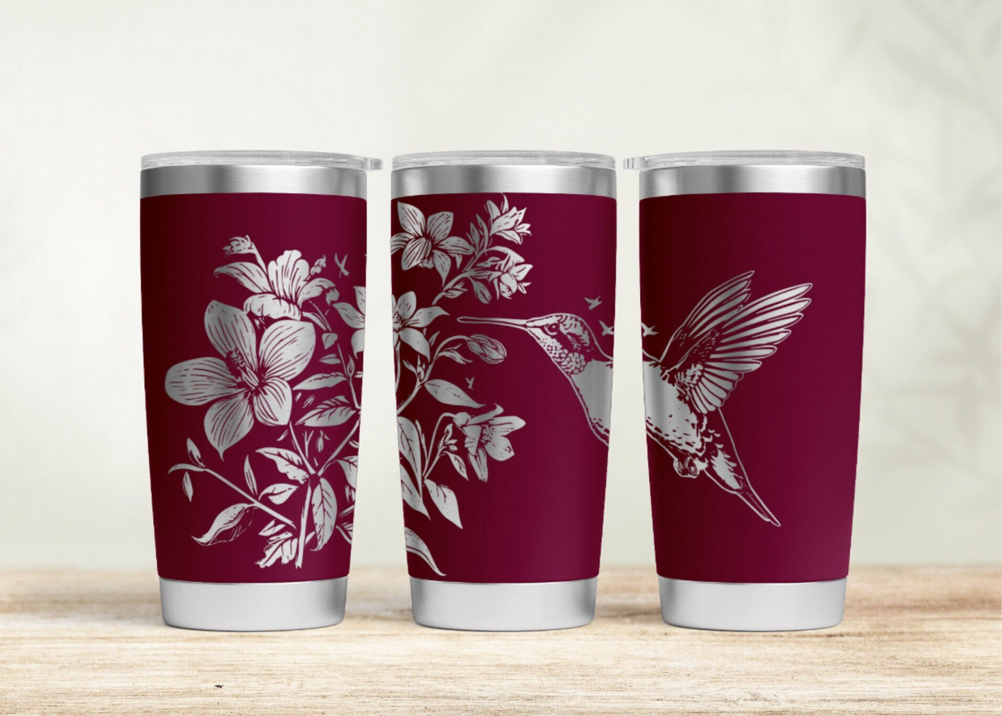 20 oz Laser Engraved Tumbler (Hummingbird)