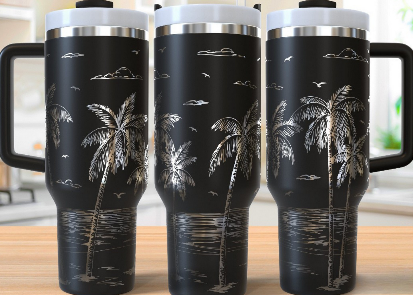 40 oz Laser Engraved Tumbler (Palm Trees)