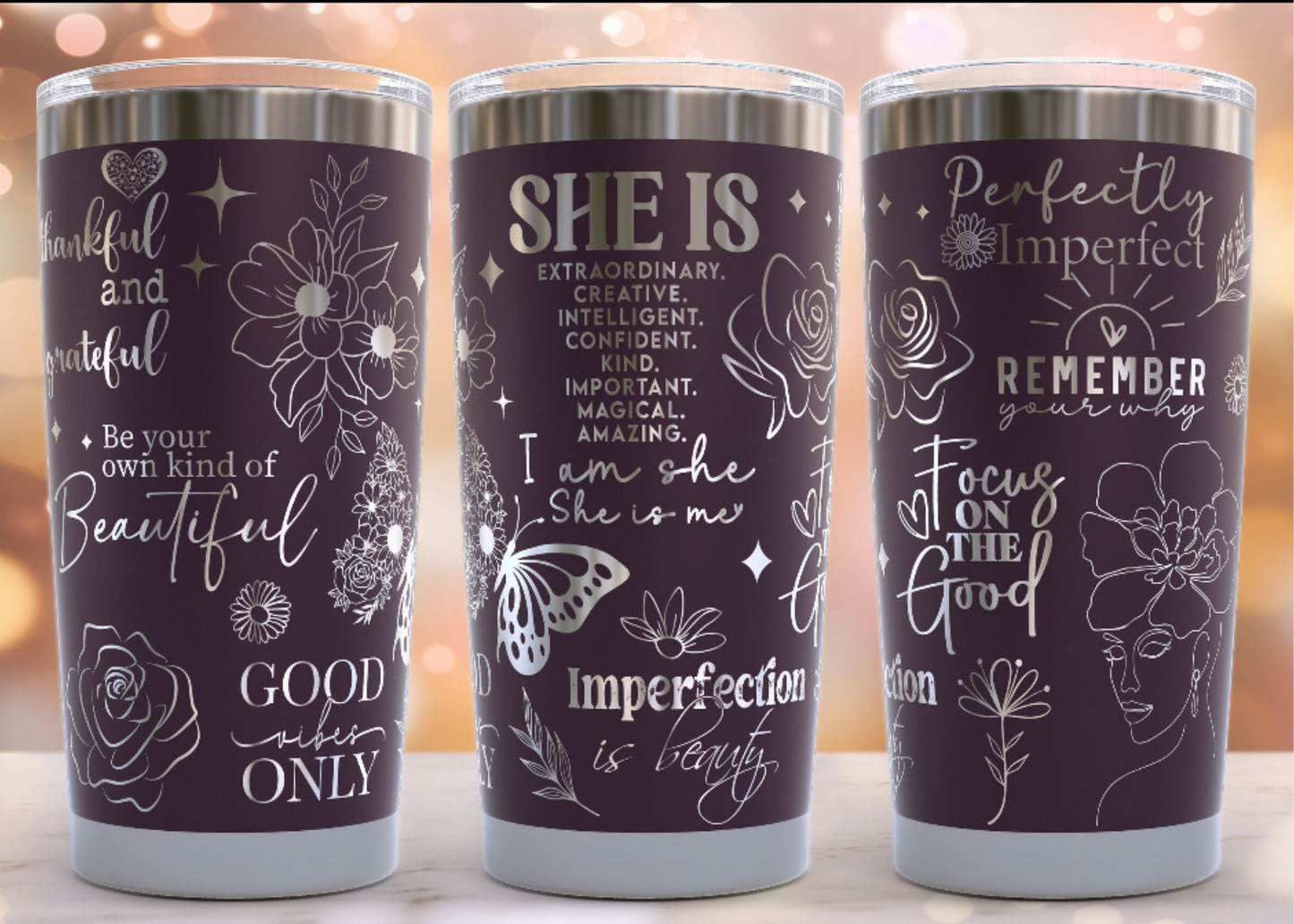 20 oz Laser Engraved Tumbler (She Is)