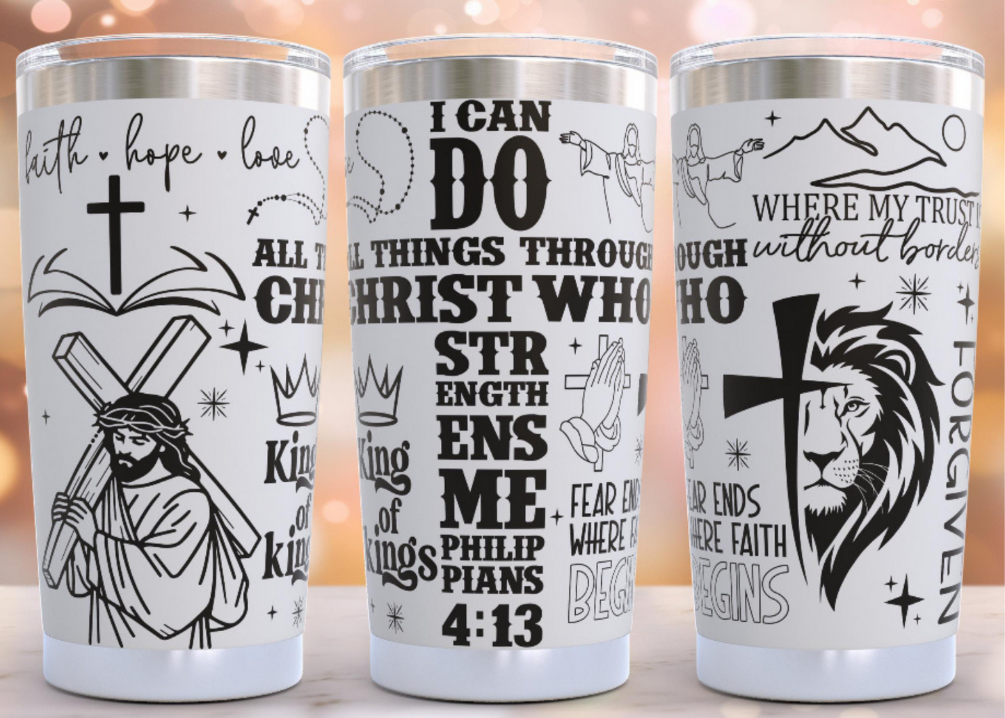 20 oz Laser Engraved Tumbler (I Can Do All Things Through Christ)