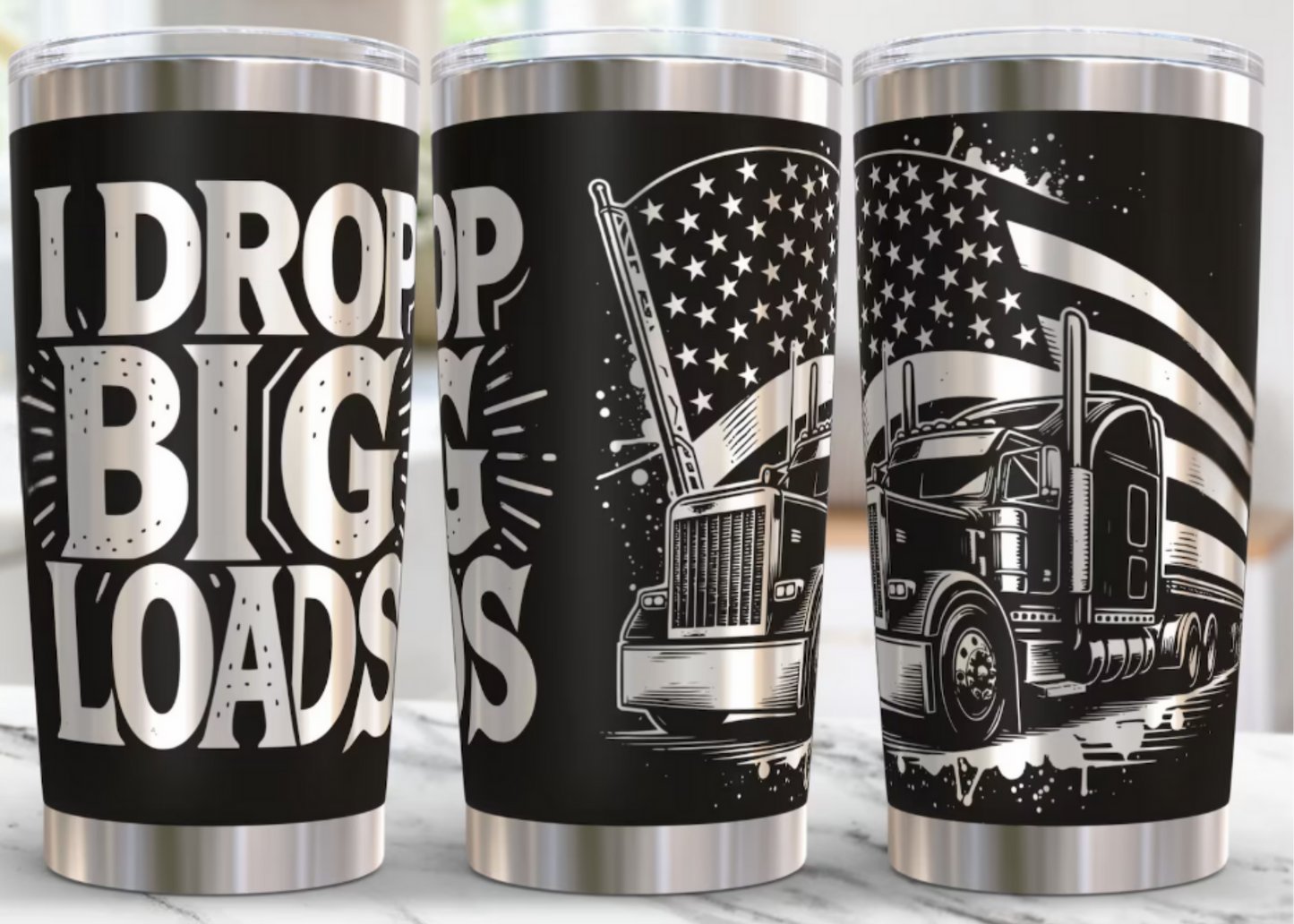 20 oz Laser Engraved Tumbler (Big Trucks 2)