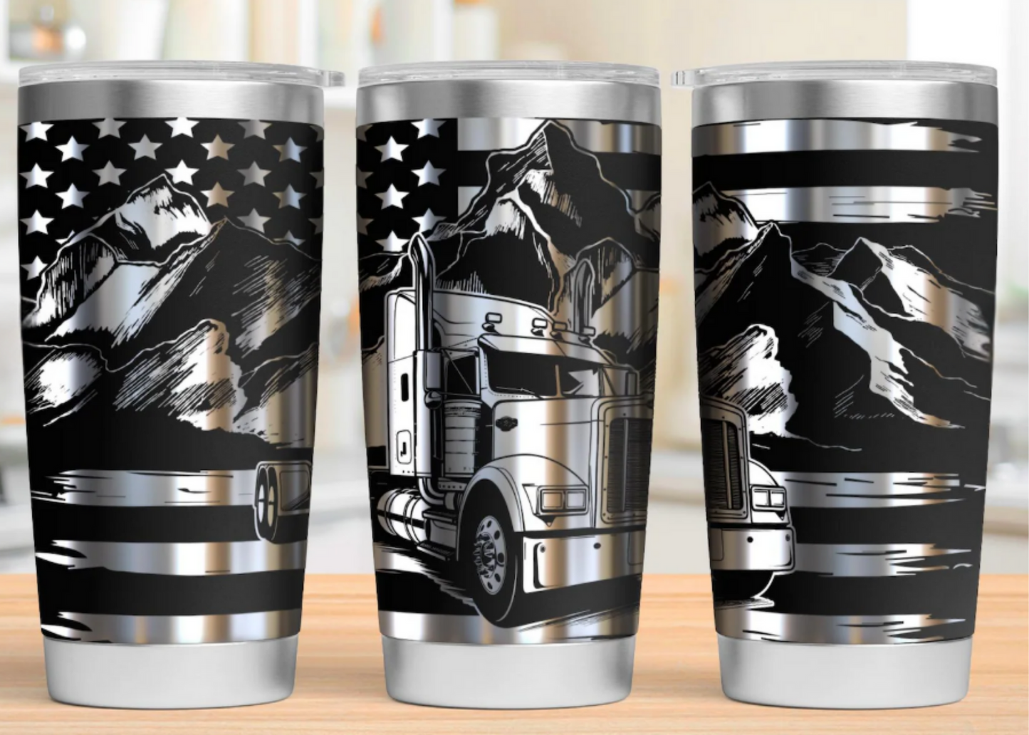 20 oz Laser Engraved Tumbler (Big Trucks)