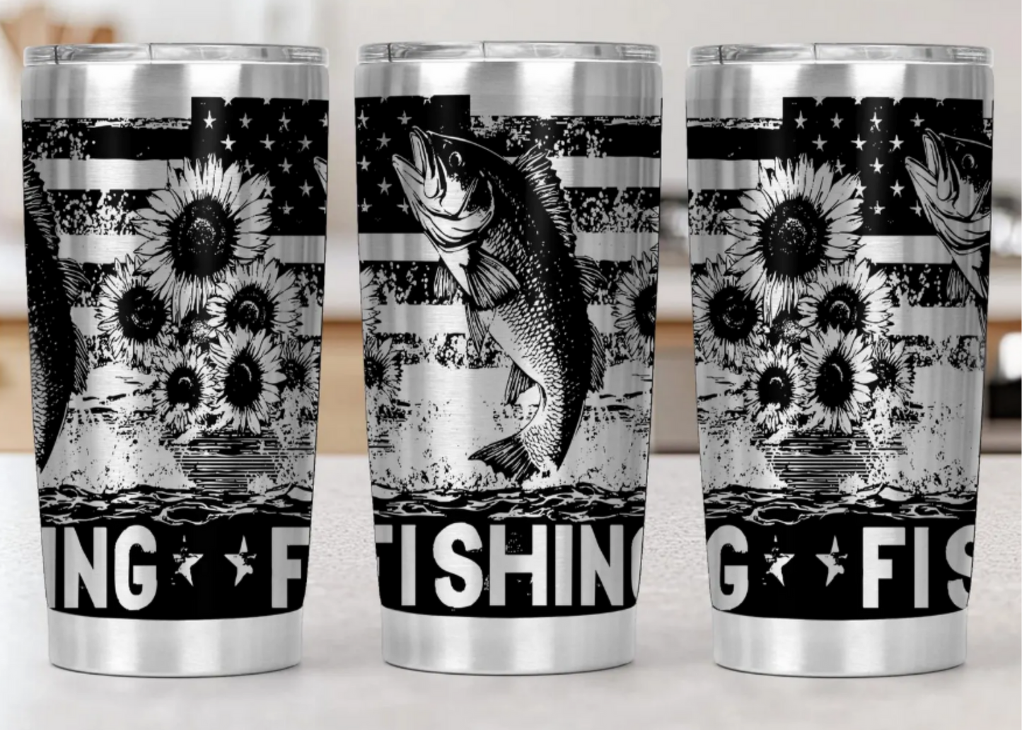 20 oz Laser Engraved Tumbler (Fishing 3)