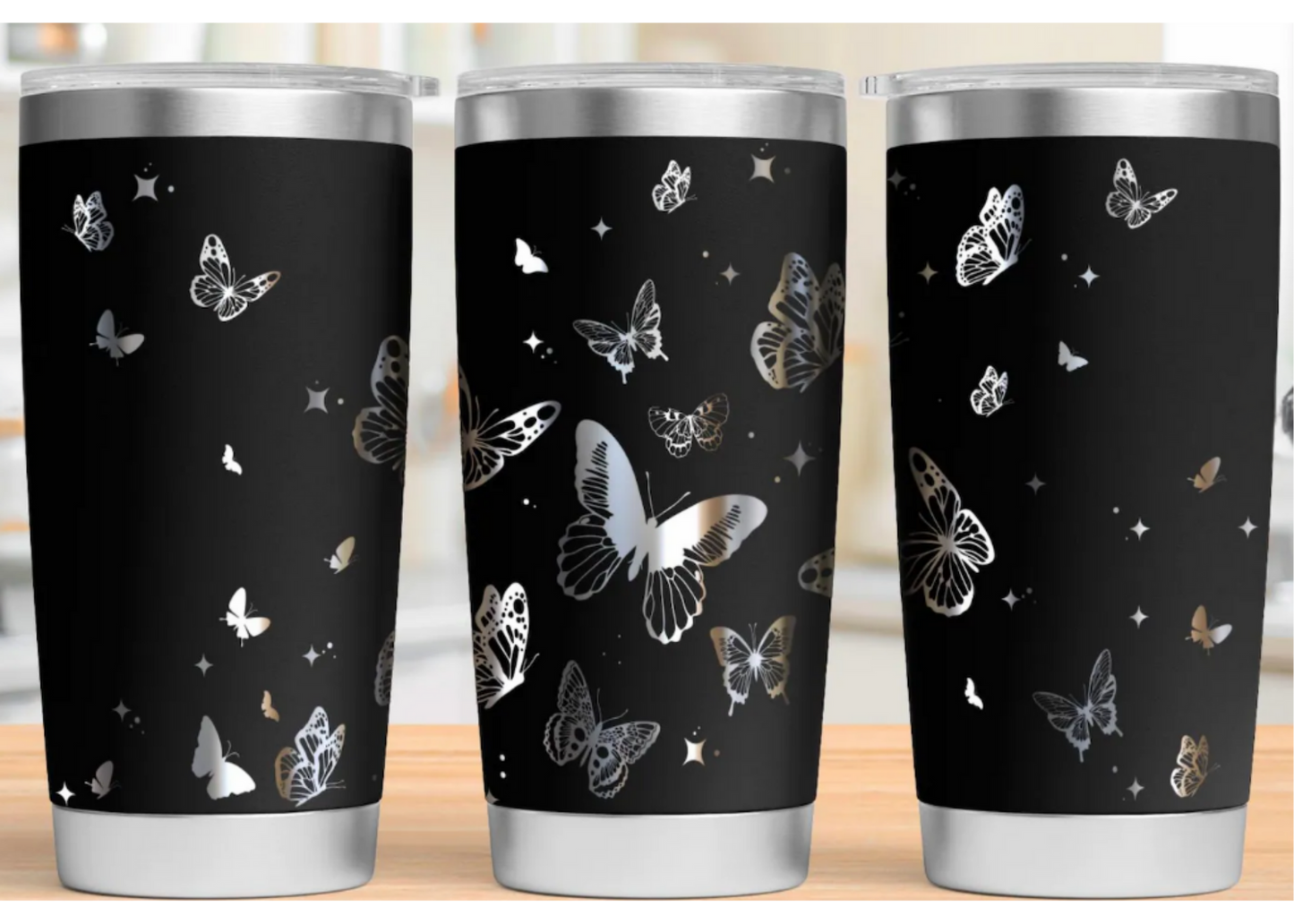 20 oz Laser Engraved Tumbler (Butterflies)