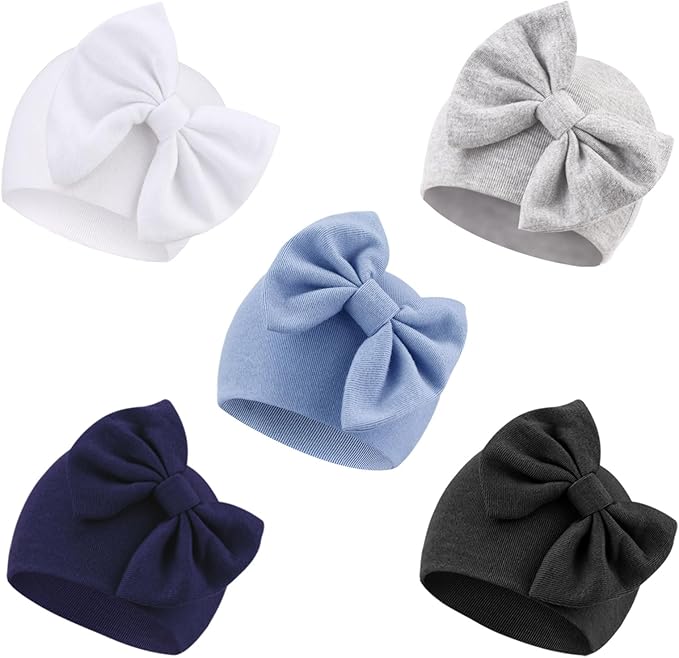 Newborn Hats With Bow (Set of 5)