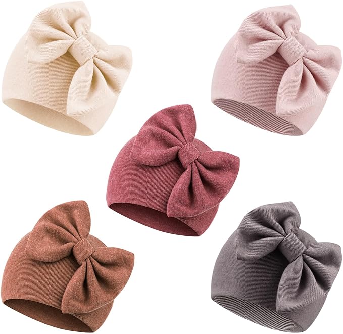 Newborn Hats With Bow (Set of 5)
