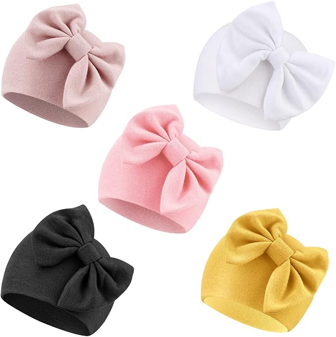 Newborn Hats With Bow (Set of 5)