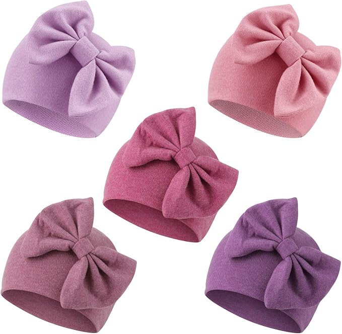 Newborn Hats With Bow (Set of 5)