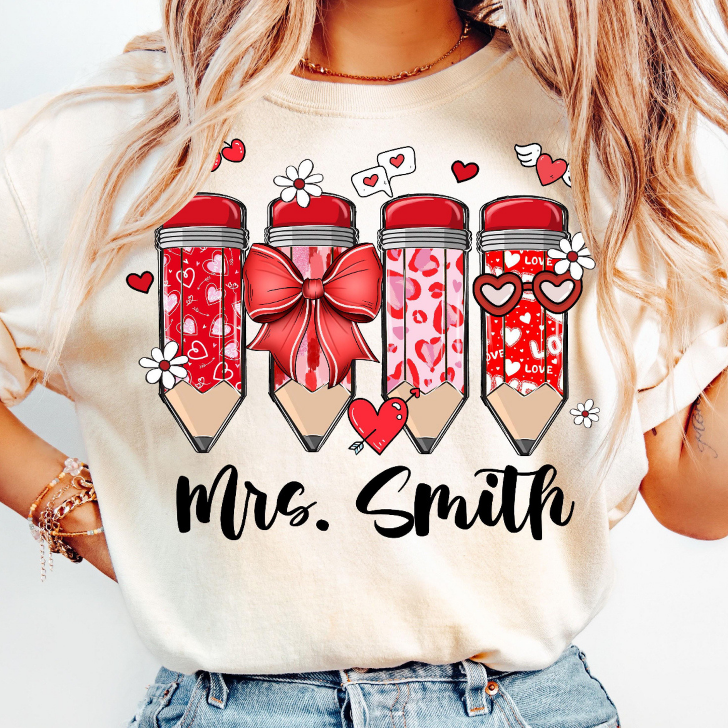 Personalized Valentine Heart Pencil Tee