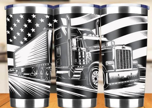 20 oz Laser Engraved Tumbler (Big Trucks 3)