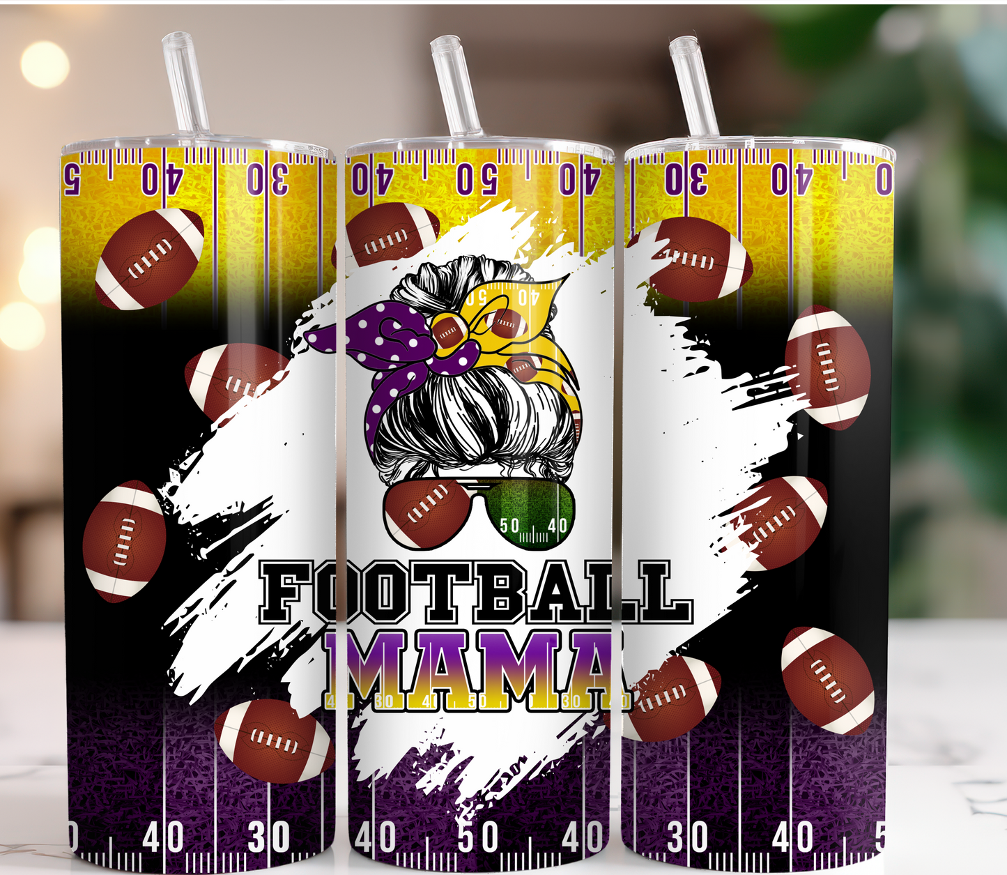 20 oz Tumbler Football Mom